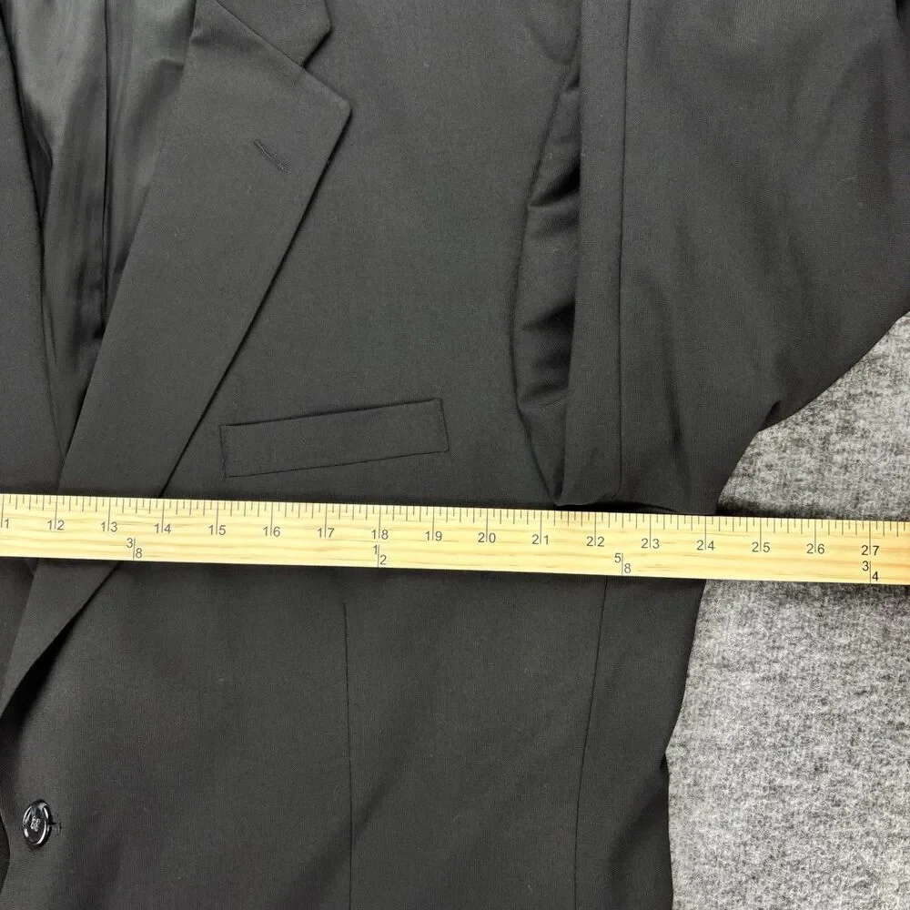 Haggar Black Label Men’s Blazer 46L Black 2 Button Sport Coat Long Fit